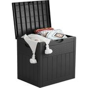 33 Gallon Deck Box, Small Outdoor Storage Box Waterproof, Lockable Secure Package Bin Delivery Box for Outside Front Porch, Patio Cushions Storage Box, Delivery Driver Snack Box for Porch, Black